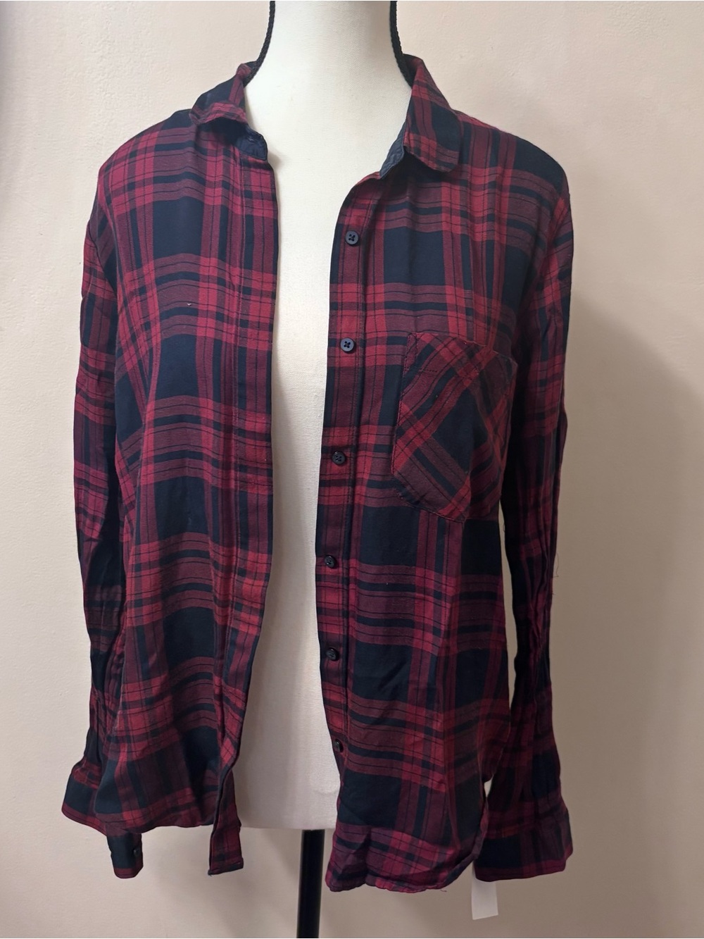Forever 21 Red and Black Plaid Button-Down Shirt